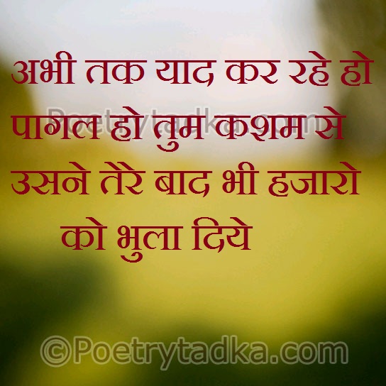 Abhi tak yaad kar rahe ho pagal ho tum - from Emotional Quotes